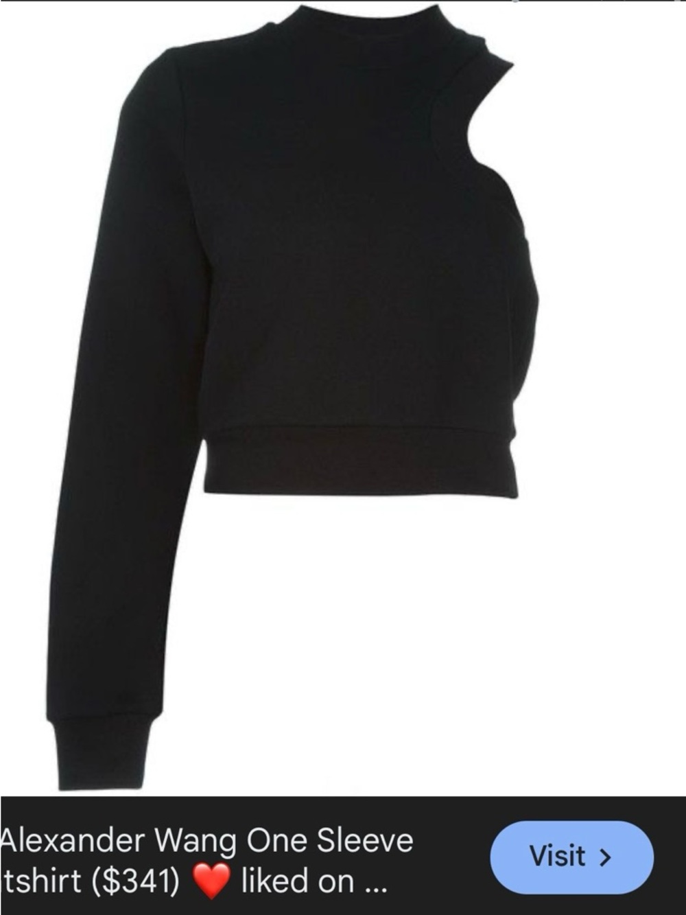 Alexander Wang Black One Sleeve Sweatshirt - T by Alexander Wang - Picture 2 of 6